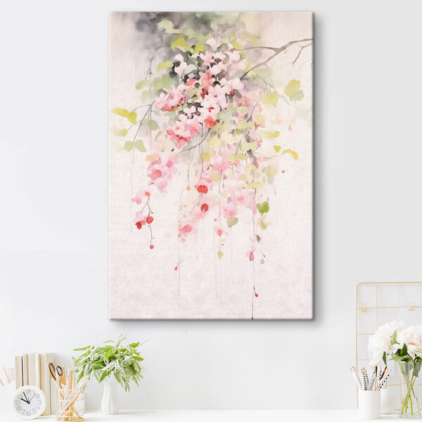 Aquarelle de fleurs roses et de feuilles vertes Aquarelle de fleurs roses et de feuilles vertes