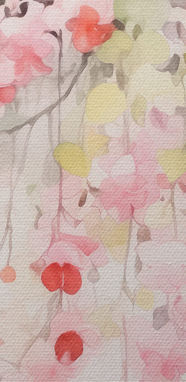 Aquarelle de fleurs roses et de feuilles vertes Aquarelle de fleurs roses et de feuilles vertes