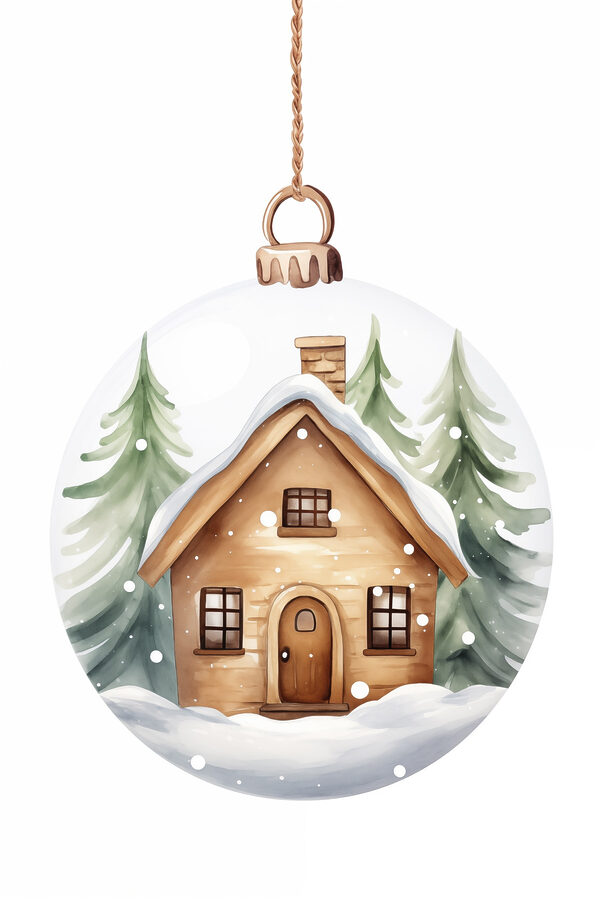 Boule de verre avec une maison et des arbres à l'intérieur Boule de verre avec une maison et des arbres à l'intérieur