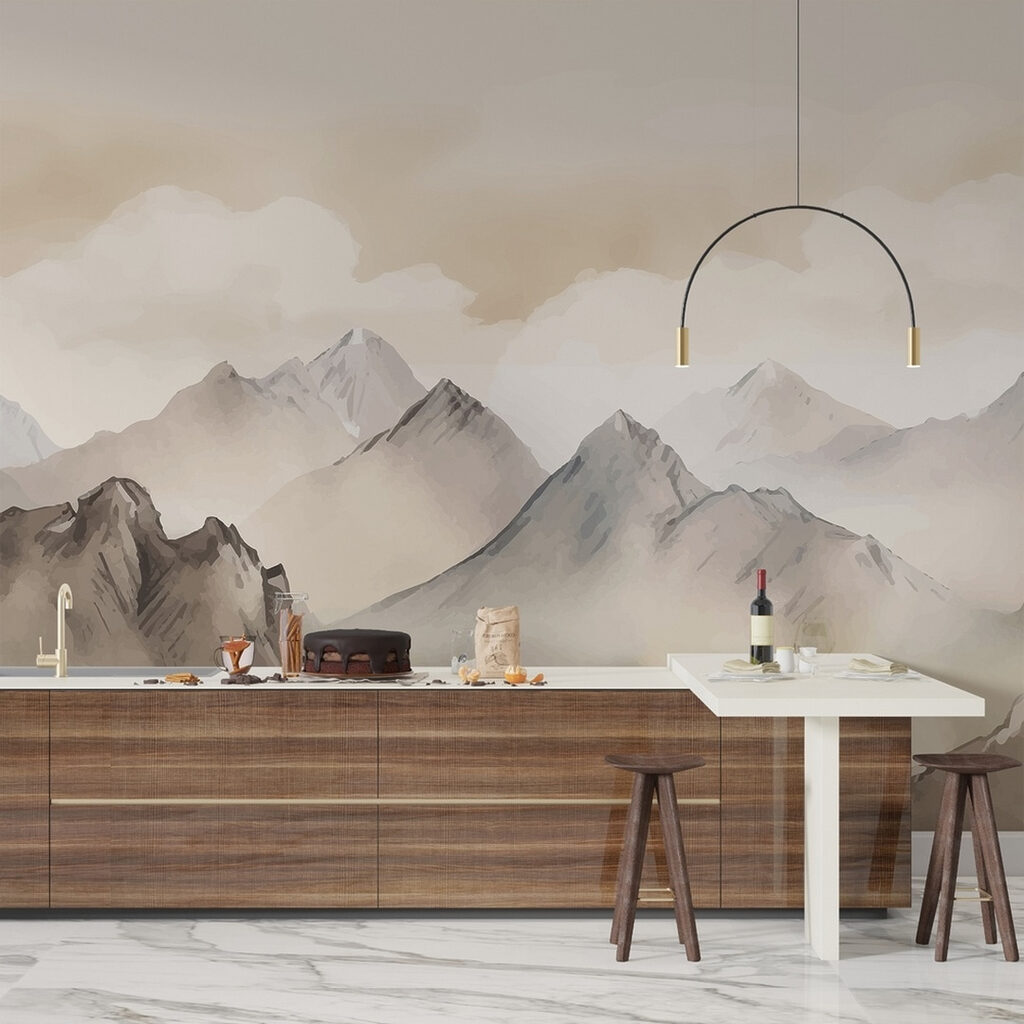 Painting of mountains and clouds Painting of mountains and clouds