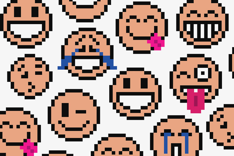Motif sans couture de visages souriants Motif sans couture de visages souriants