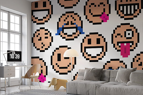Motif sans couture de visages souriants Motif sans couture de visages souriants
