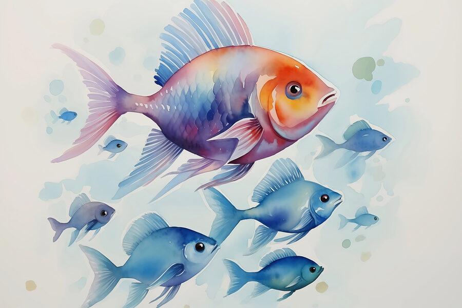 Groupe de poissons nageant dans l'eau