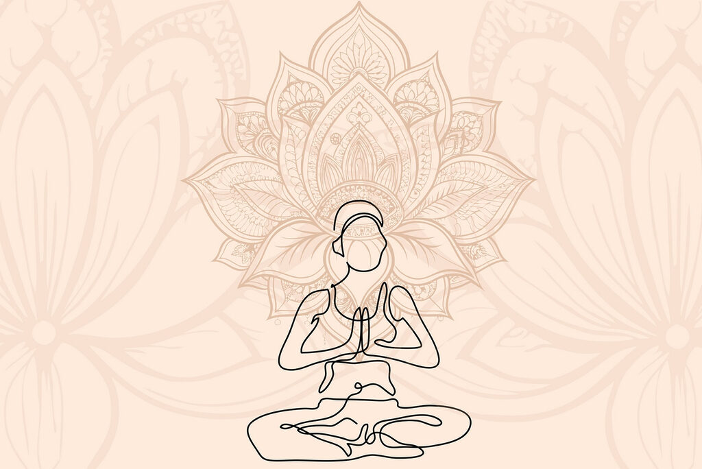 Dessin d'une femme assise en lotus Dessin d'une femme assise en lotus