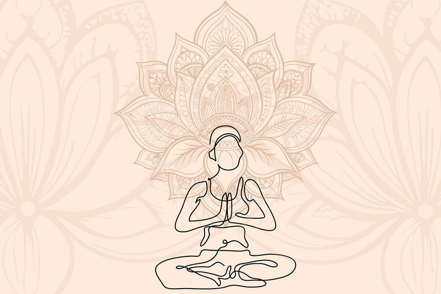 Dessin d'une femme assise en lotus