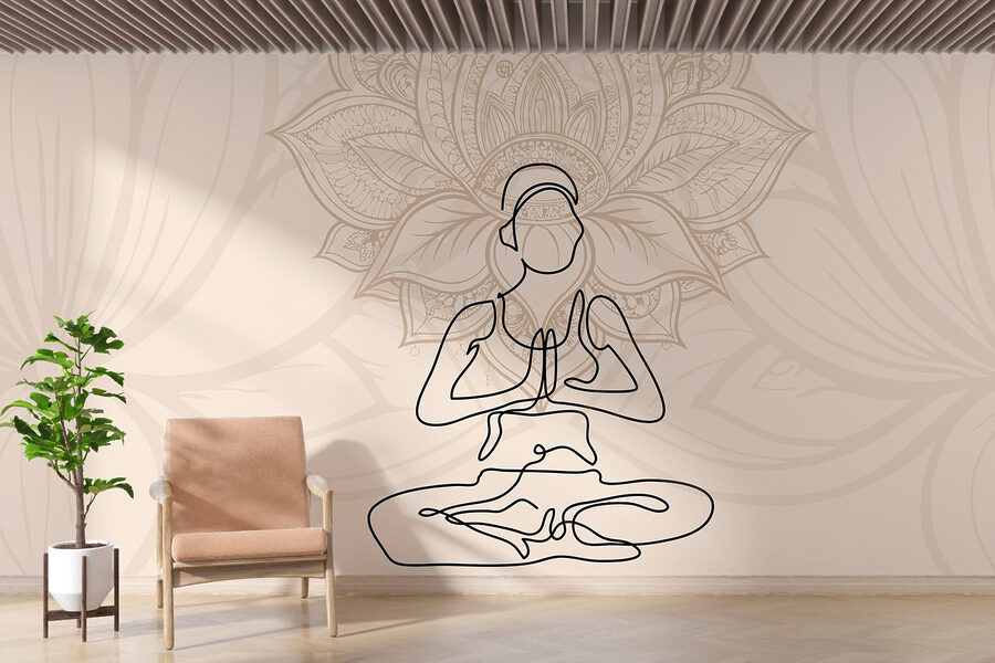 Dessin d'une femme assise en lotus