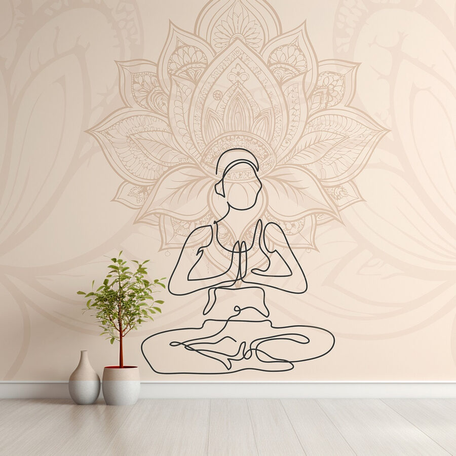 Dessin d'une femme assise en lotus