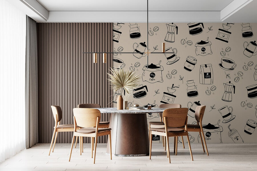 Motif des objets en forme de café