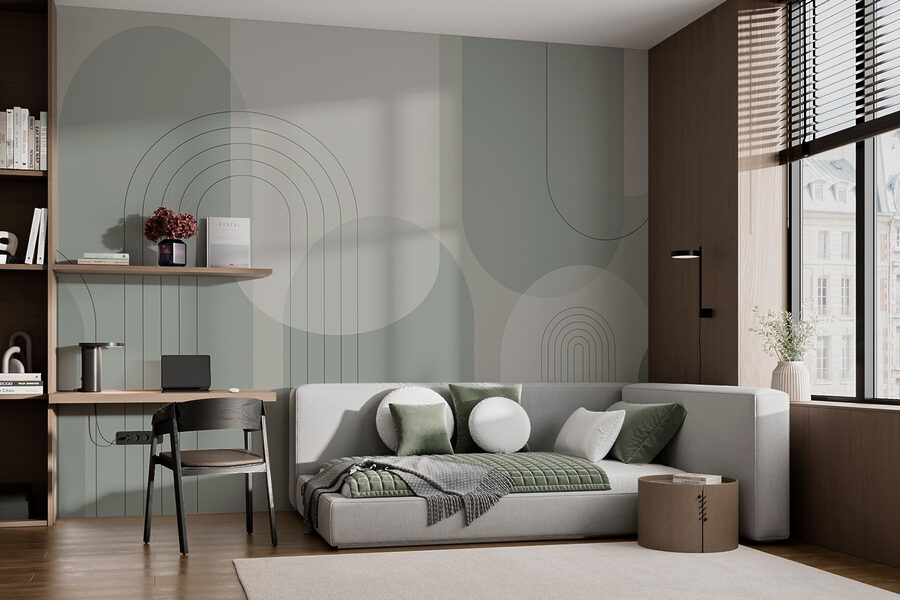 Fond gris et blanc avec lignes et cercles