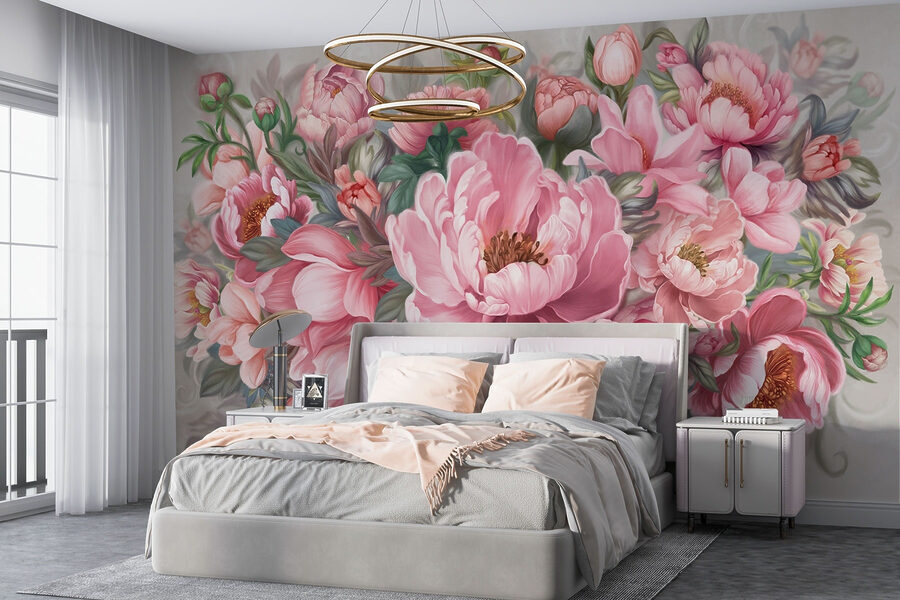 Peinture de fleurs roses