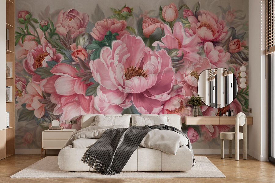 Peinture de fleurs roses