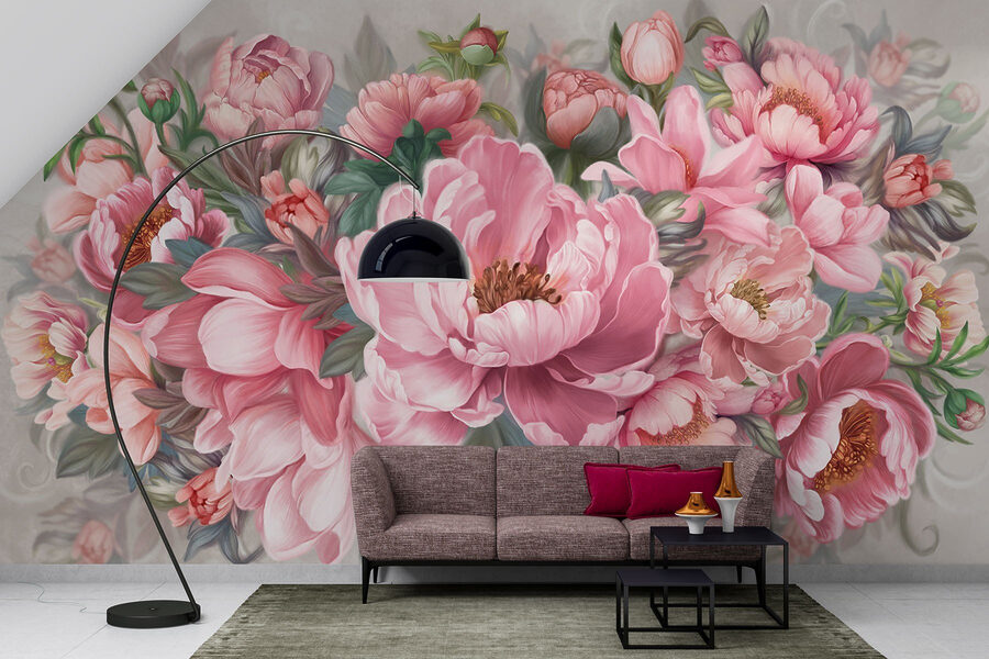 Peinture de fleurs roses
