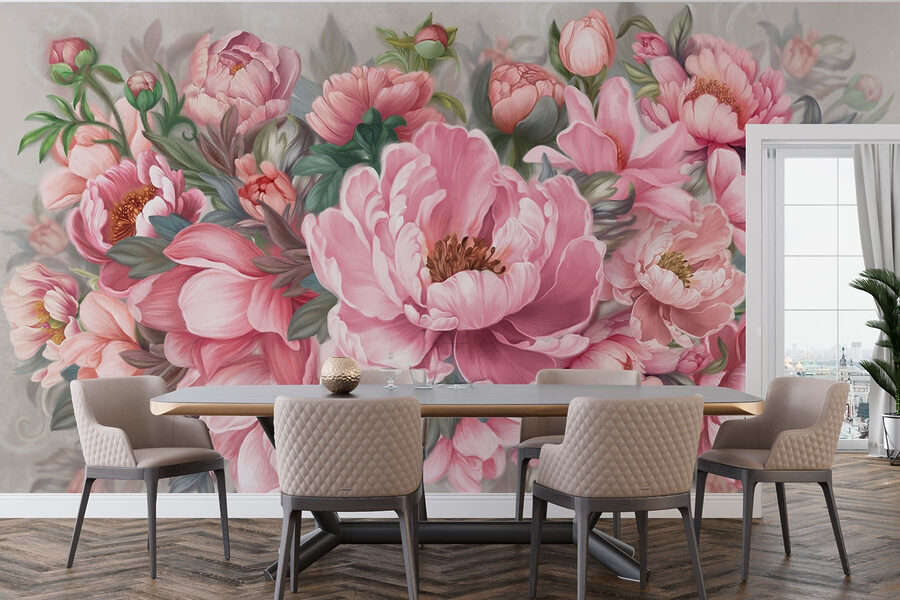 Peinture de fleurs roses