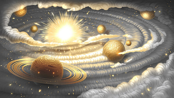 Planète avec des anneaux et des étoiles dans le ciel Planète avec des anneaux et des étoiles dans le ciel
