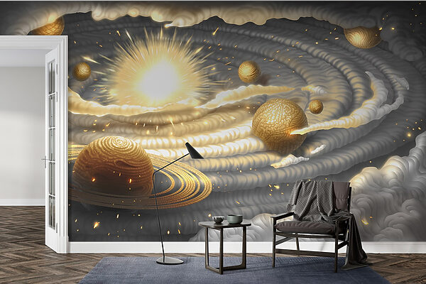 Planète avec des anneaux et des étoiles dans le ciel Planète avec des anneaux et des étoiles dans le ciel
