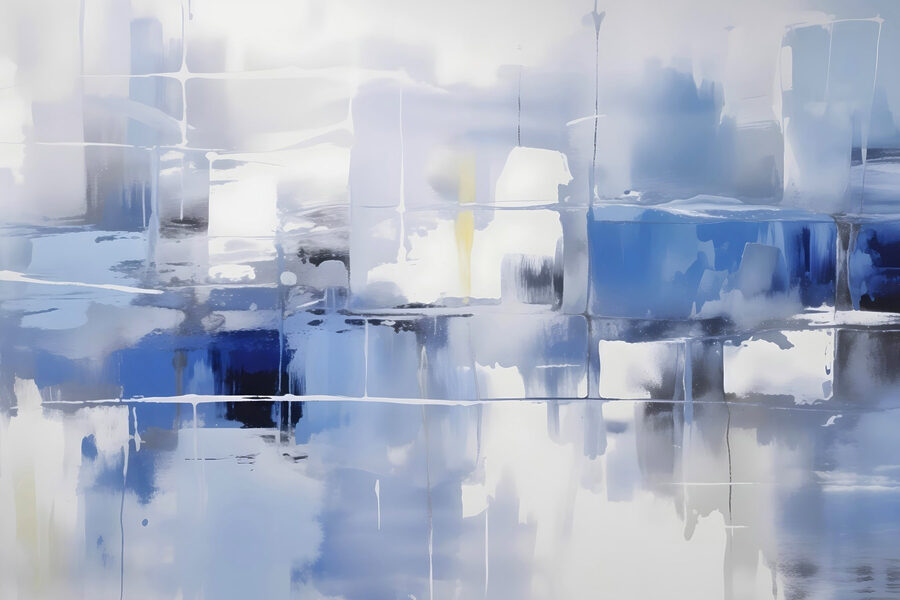 Mur bleu et blanc