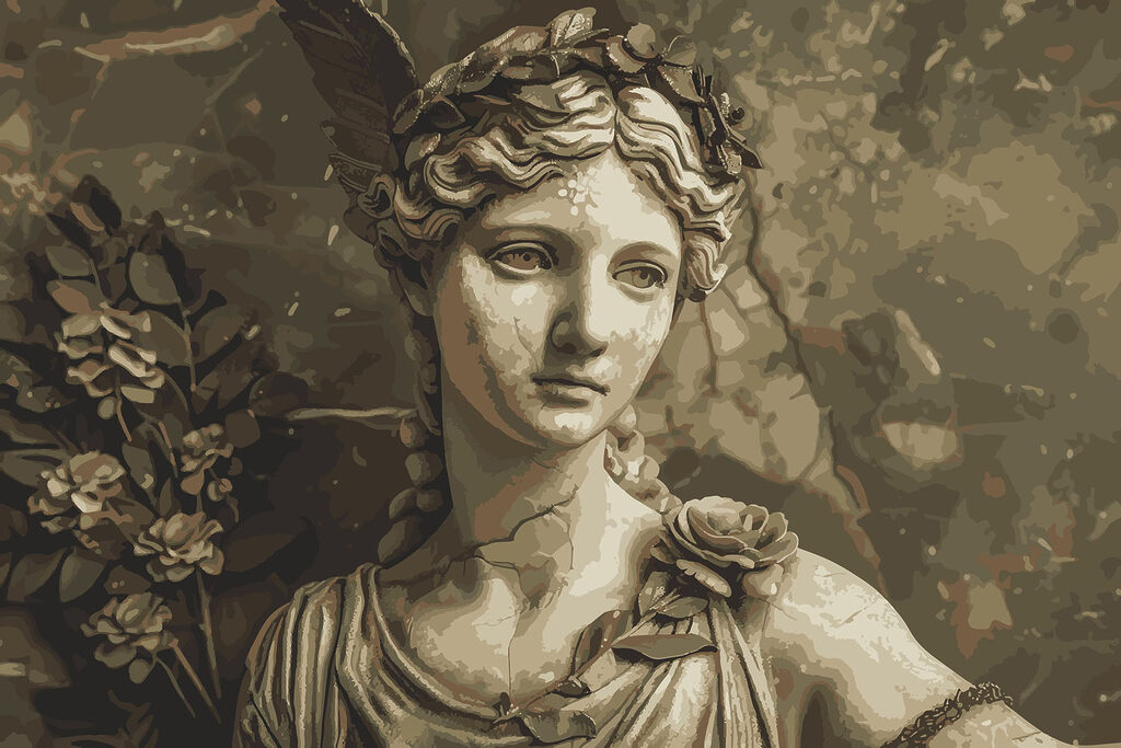 Statue of a woman with feathers in her hair Statue of a woman with feathers in her hair