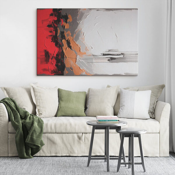 Peinture d'un mur rouge, blanc et gris Peinture d'un mur rouge, blanc et gris