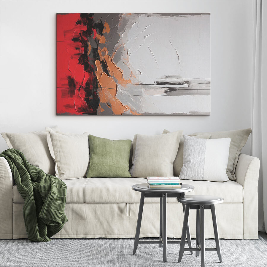 Peinture d'un mur rouge, blanc et gris Peinture d'un mur rouge, blanc et gris