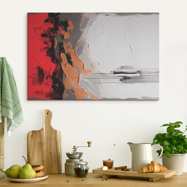 Peinture d'un mur rouge, blanc et gris Peinture d'un mur rouge, blanc et gris