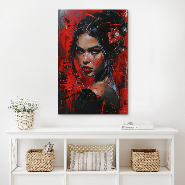 Peinture d'une femme avec de la peinture rouge Peinture d'une femme avec de la peinture rouge