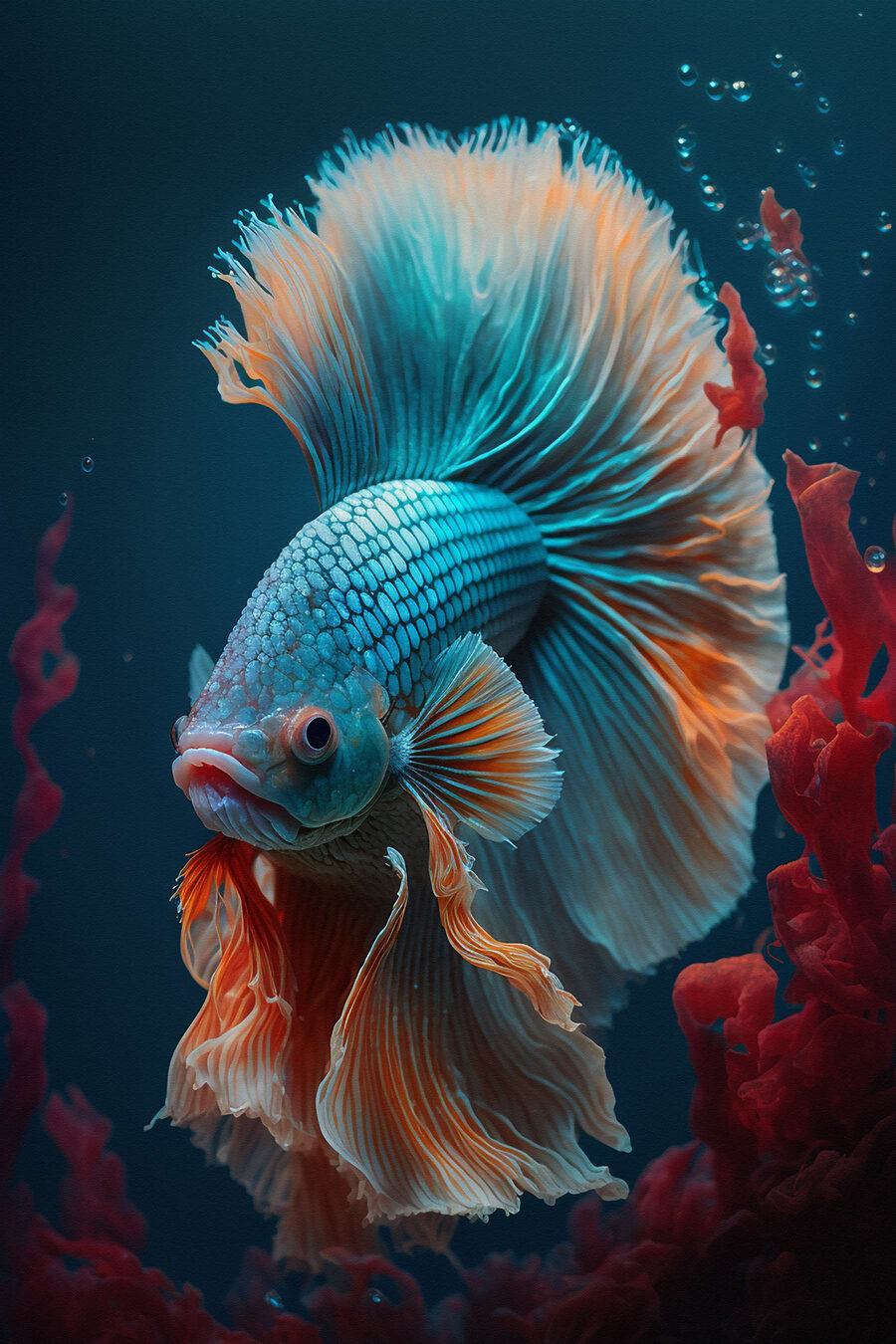 Poisson bleu et orange nageant dans l'eau