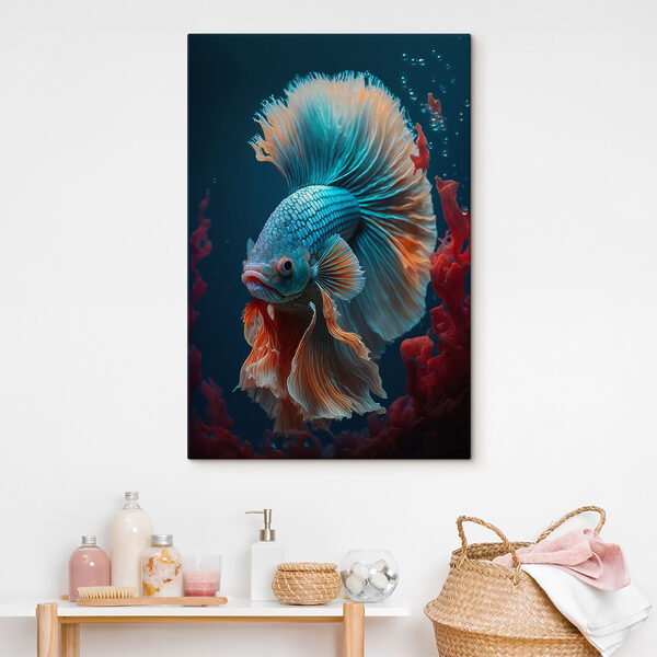 Poisson bleu et orange nageant dans l'eau Poisson bleu et orange nageant dans l'eau