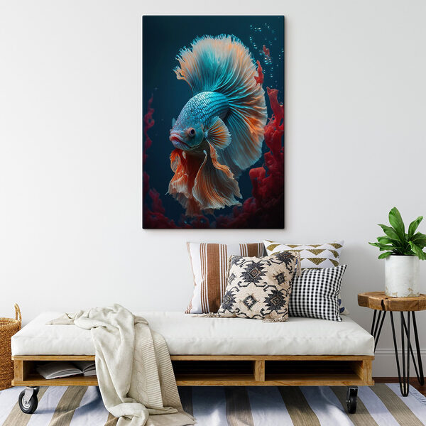 Poisson bleu et orange nageant dans l'eau Poisson bleu et orange nageant dans l'eau