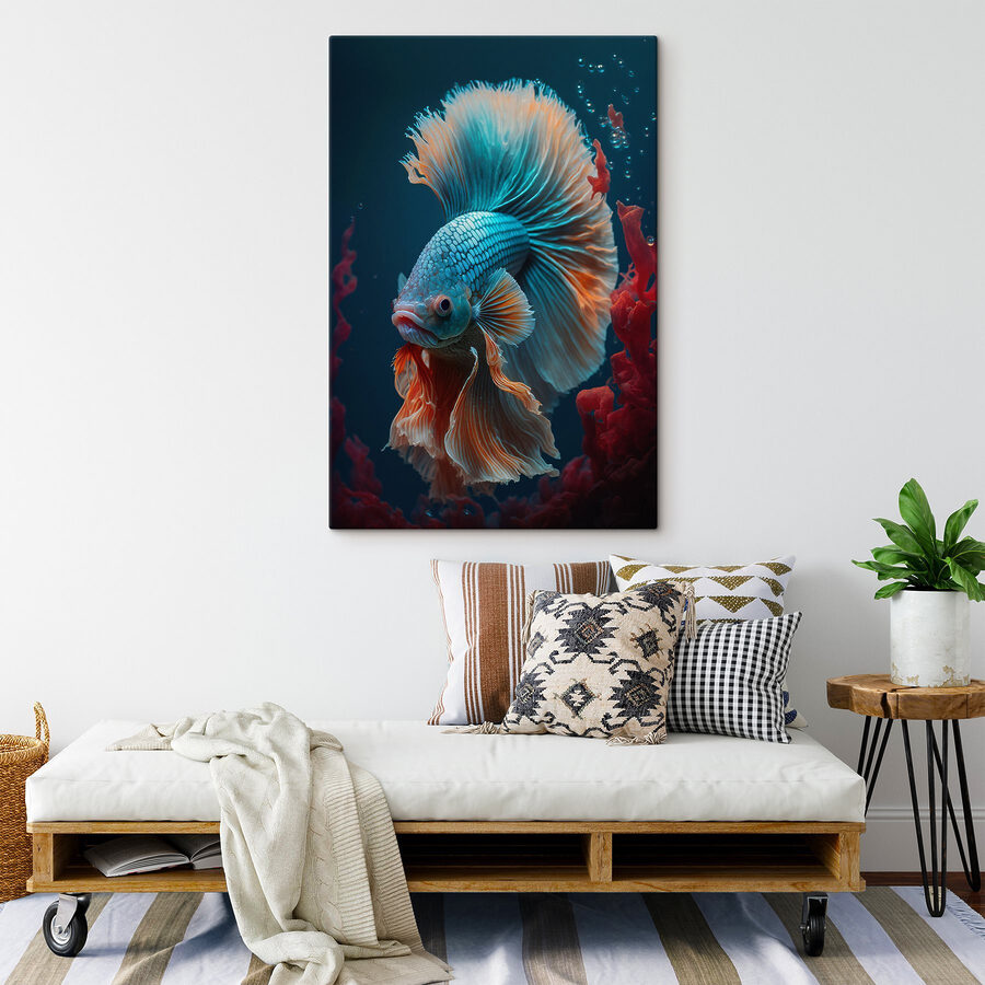 Poisson bleu et orange nageant dans l'eau