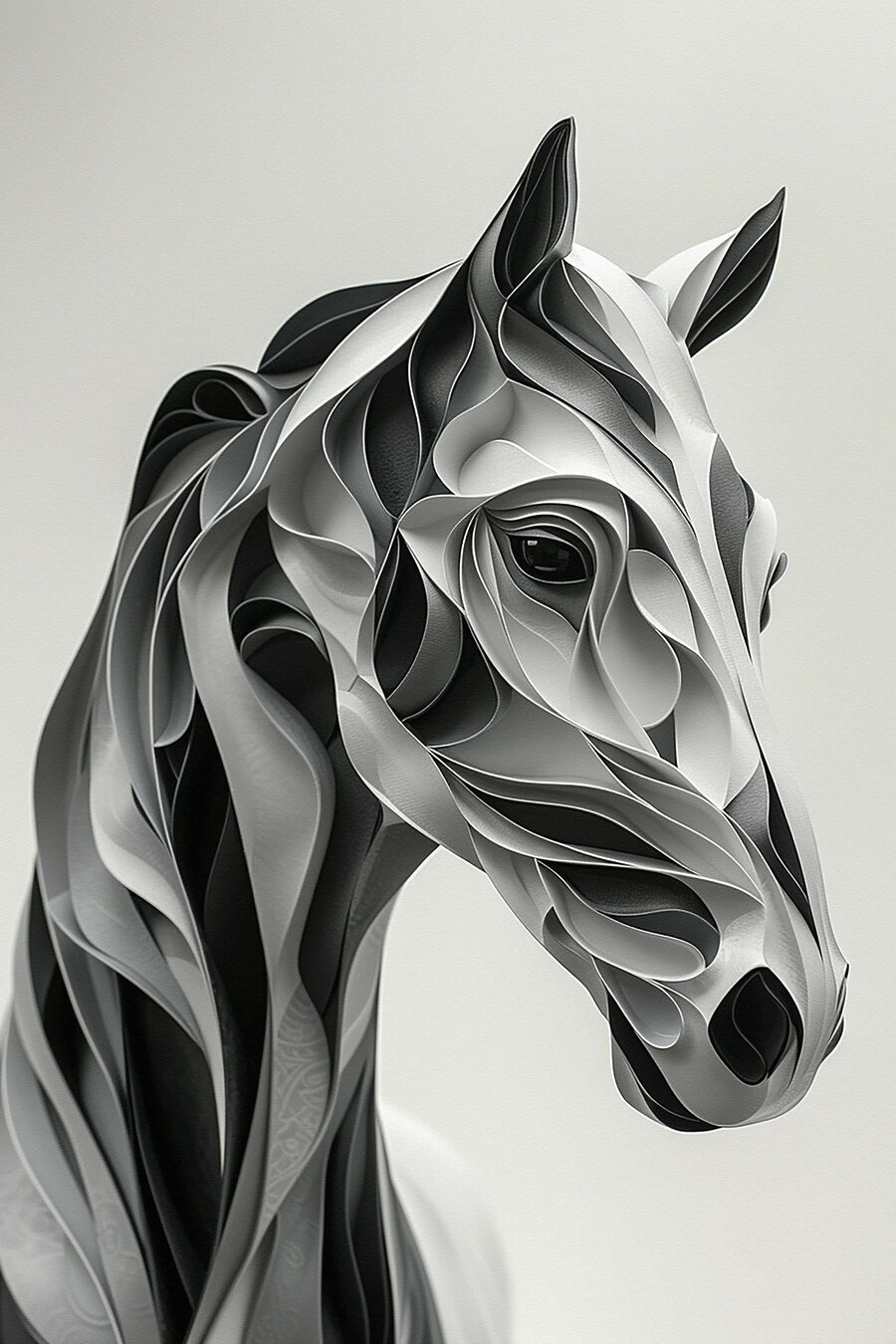 Tête de cheval en papier