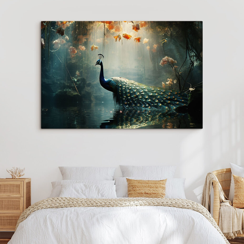 Peacock in a pond Peacock in a pond