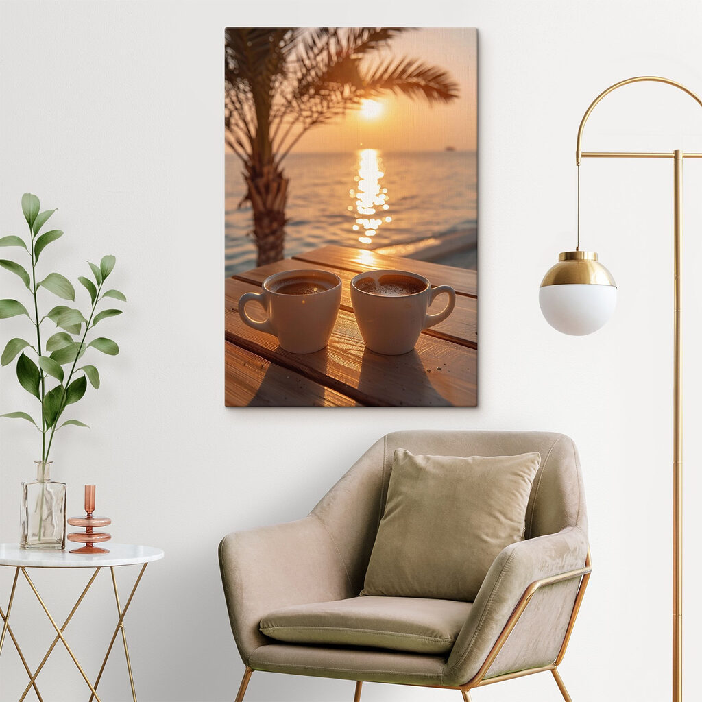 Two cups of coffee on a table Two cups of coffee on a table