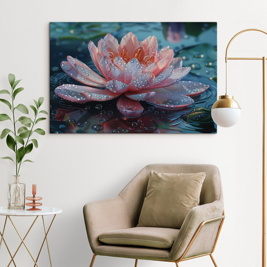 Fleur rose avec gouttes d'eau