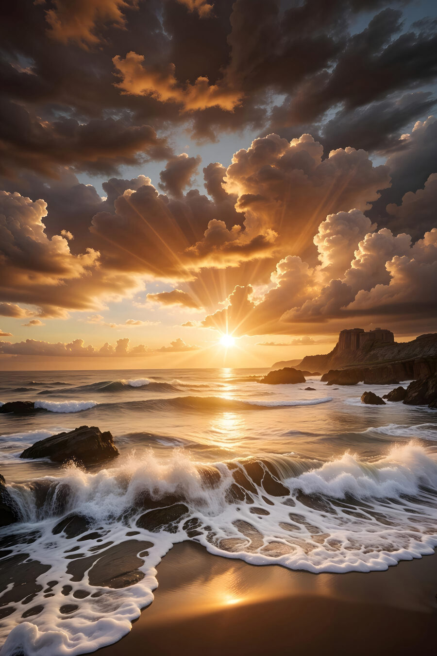 Coucher de soleil sur une étendue d'eau