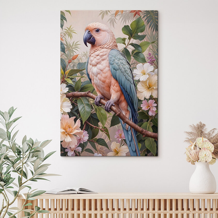Oiseau assis sur une branche avec des fleurs Oiseau assis sur une branche avec des fleurs