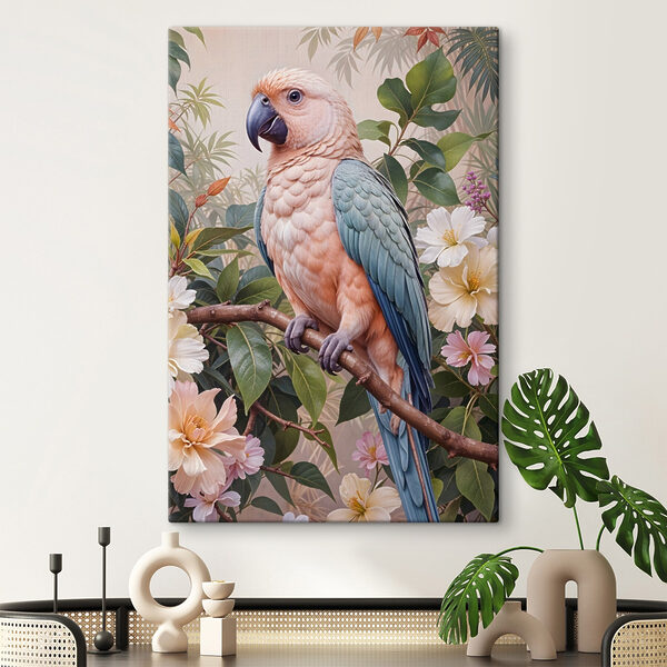 Oiseau assis sur une branche avec des fleurs Oiseau assis sur une branche avec des fleurs