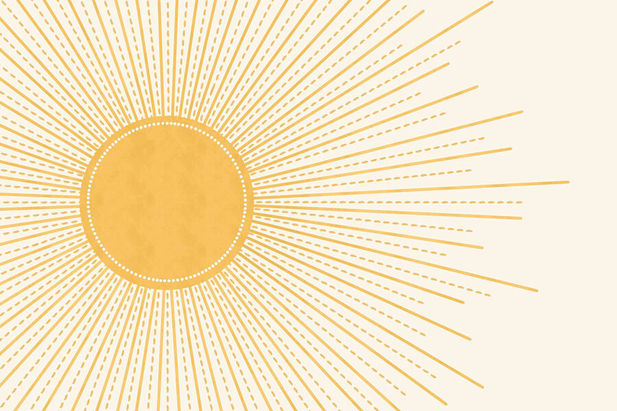 Soleil avec lignes et points