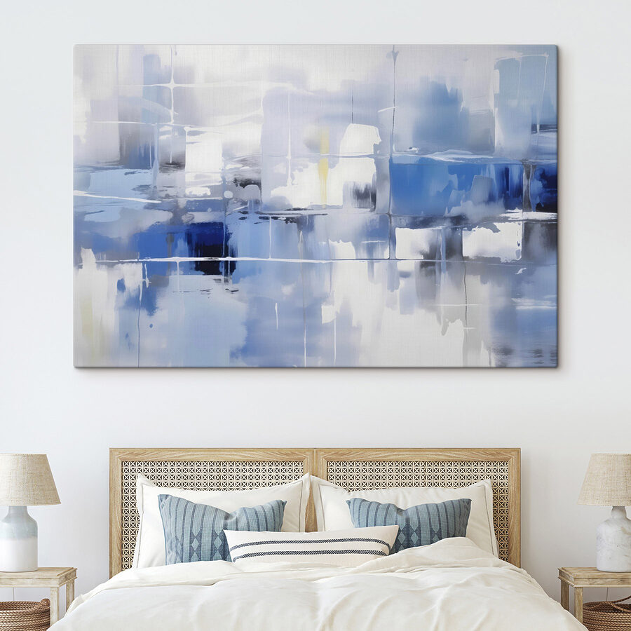 Mur bleu et blanc