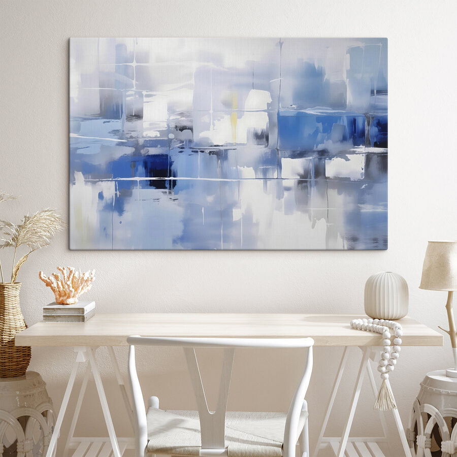 Mur bleu et blanc