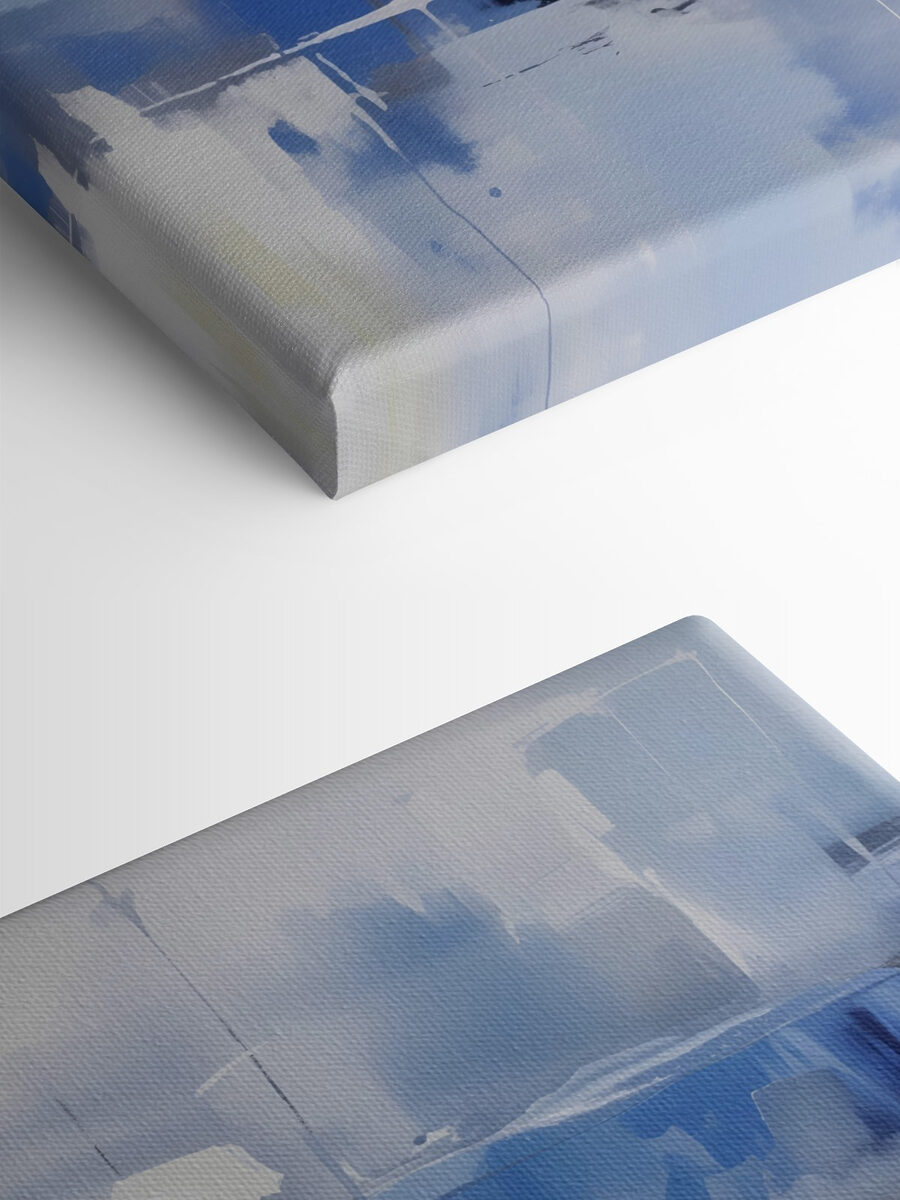 Mur bleu et blanc