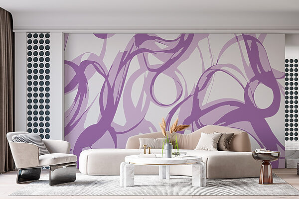 Papier peint Tourbillons violets sur fond blanc (UGS : w01969) Papier peint Papier peint Tourbillons violets sur fond blanc (UGS : w01969)