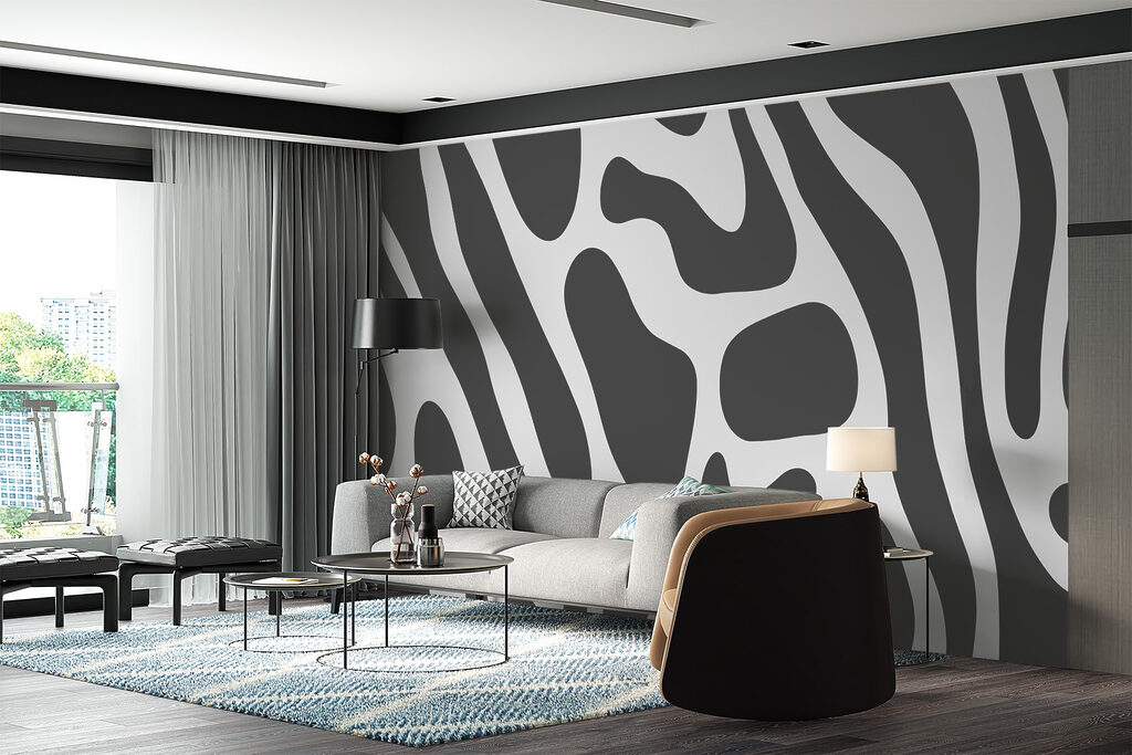 Flowing abstract design in gray tones
