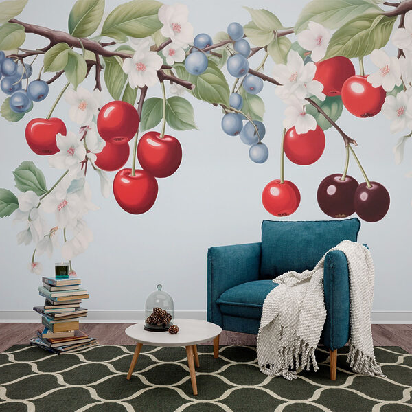 Cerise et myrtille sur une branche Cerise et myrtille sur une branche