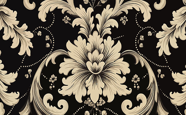 Motif floral complexe sur fond sombre Motif floral complexe sur fond sombre