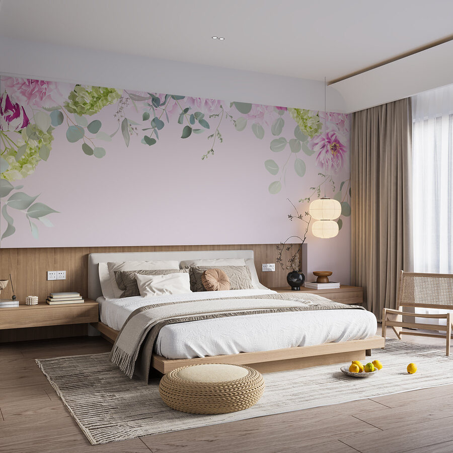 Groupe de fleurs et de feuilles