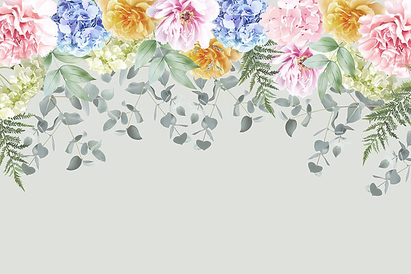 Groupe de fleurs et de feuilles Groupe de fleurs et de feuilles