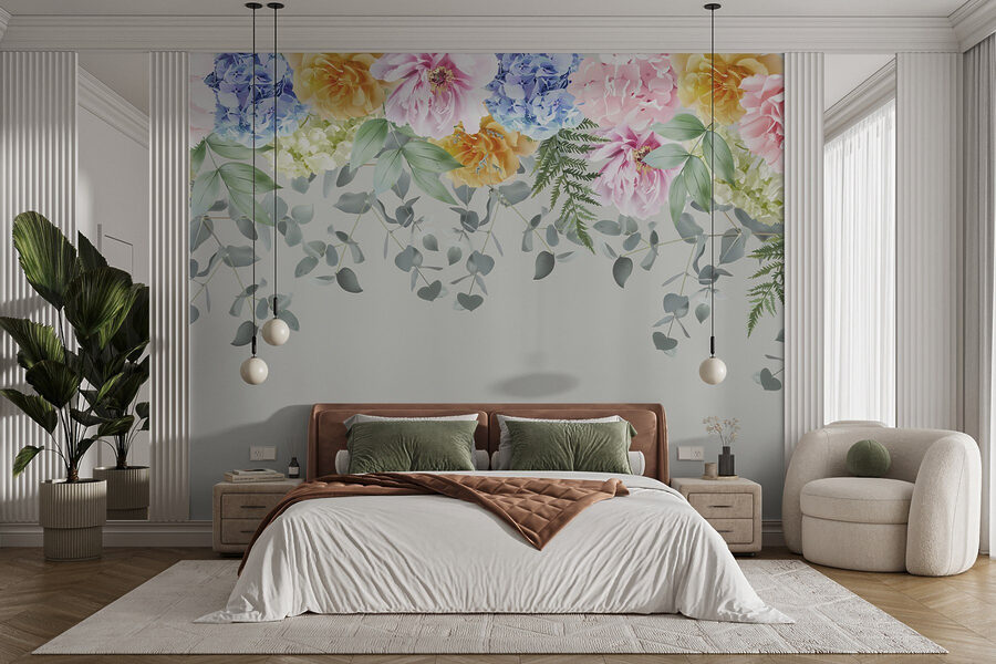 Groupe de fleurs et de feuilles Groupe de fleurs et de feuilles