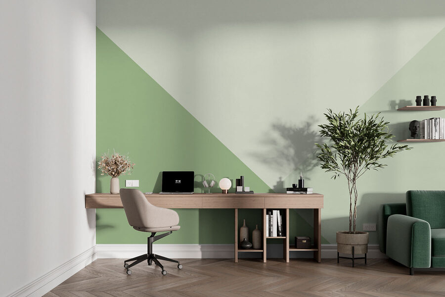 Papier peint Triangle vert et blanc
