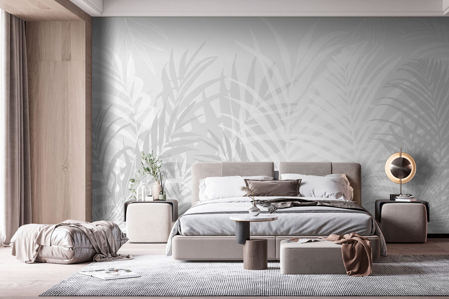 Fond gris et blanc avec des feuilles Fond gris et blanc avec des feuilles