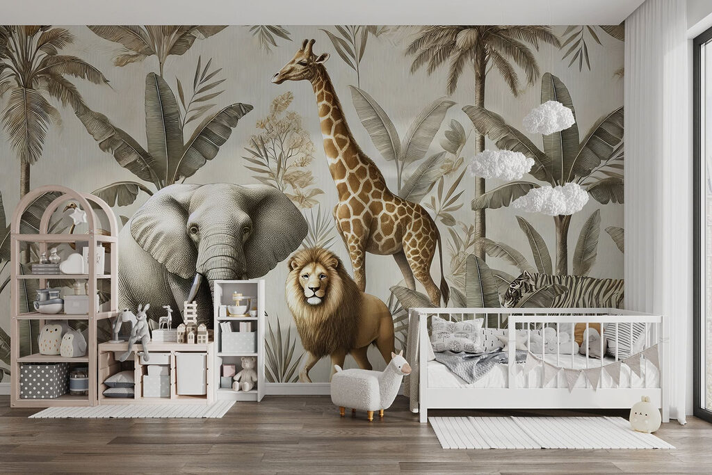 Wallpaper with animals and plants Wallpaper with animals and plants